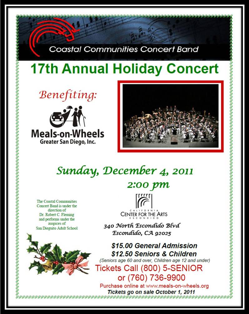flyer for Coastal Communities Band Holiday Concert