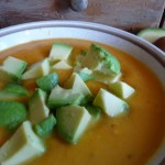 add avocados on top of the soup
