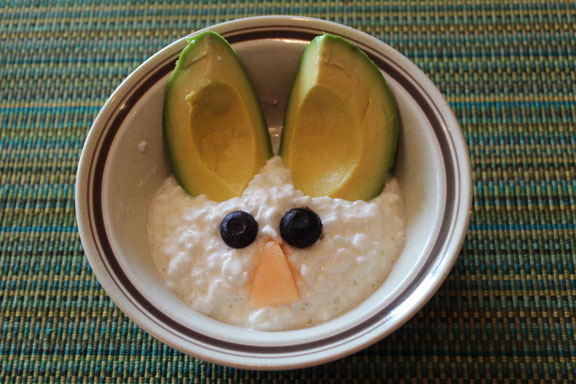 cottage cheese and avocado bunny
