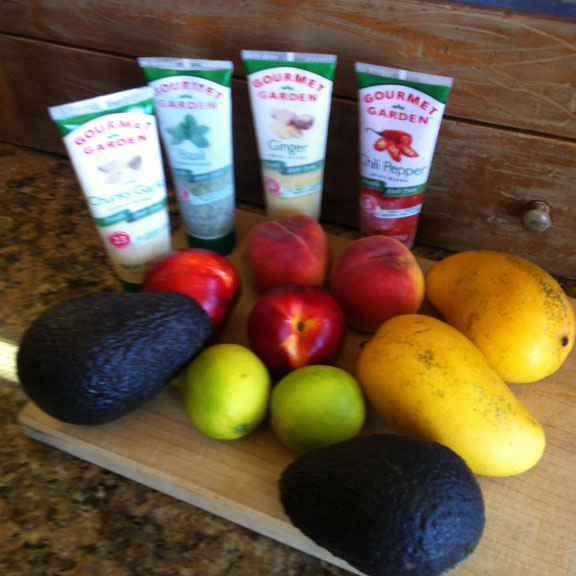 avocados with mangos and fruit for salsa