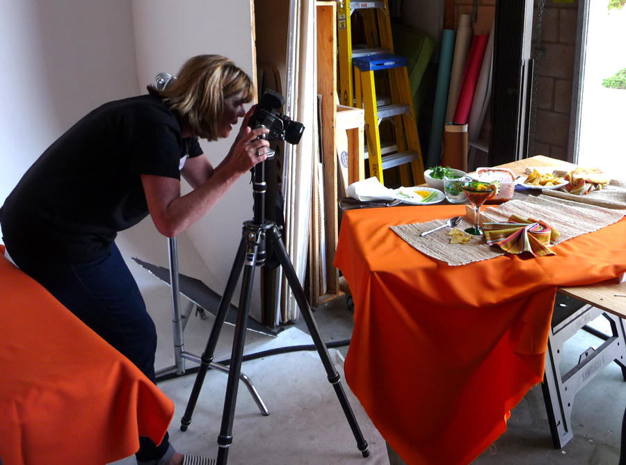 photographing a food layout
