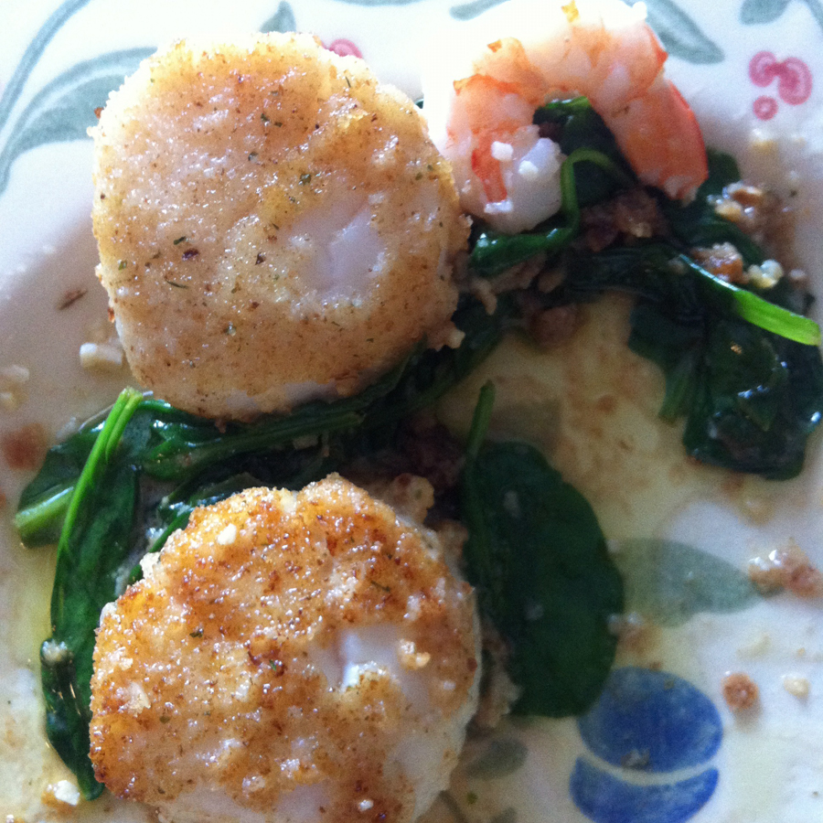 scallops and spinach