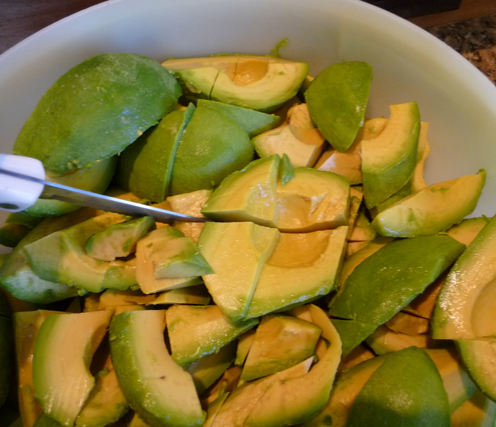 chopping avocados