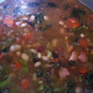 Beans with Veggies and Smoked Pork