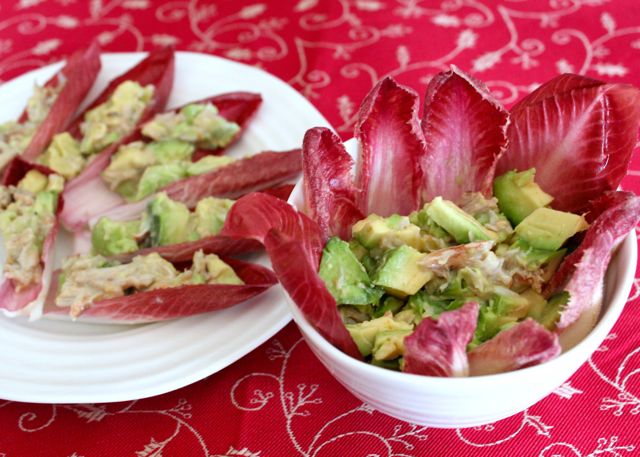 avocado and crabmeat with endive