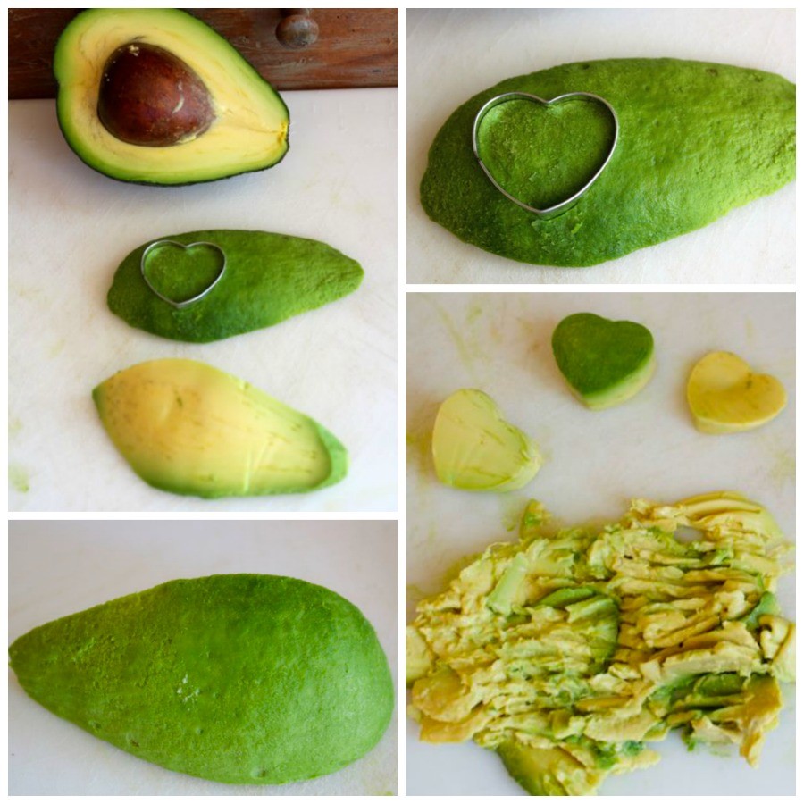 making avocado hearts