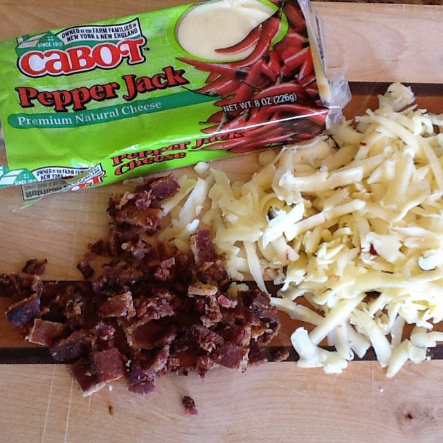 pepper-jack cheese and bacon