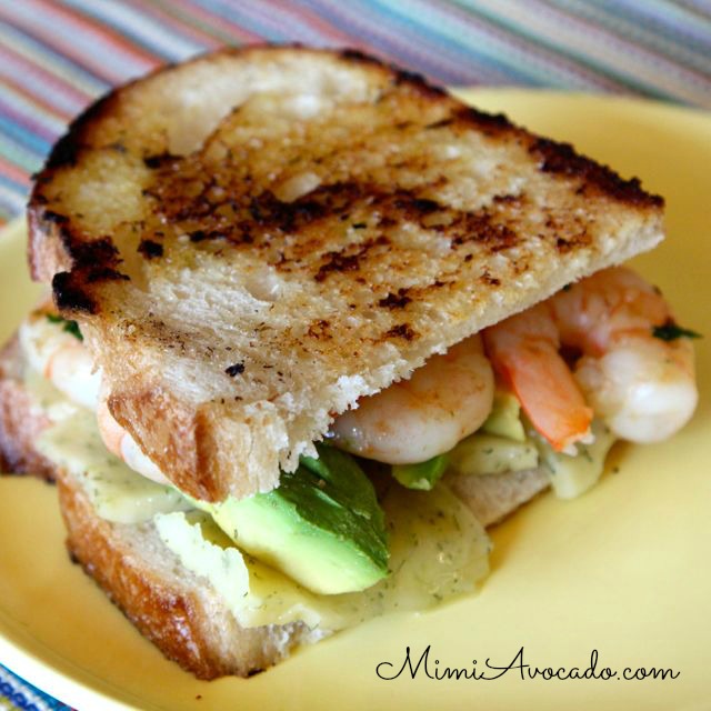 Shrimp and Avocado Grilled cheese