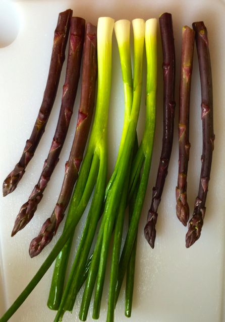 green onions and purple asparagus