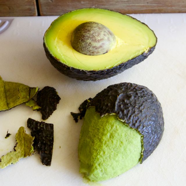 peeling an avocado