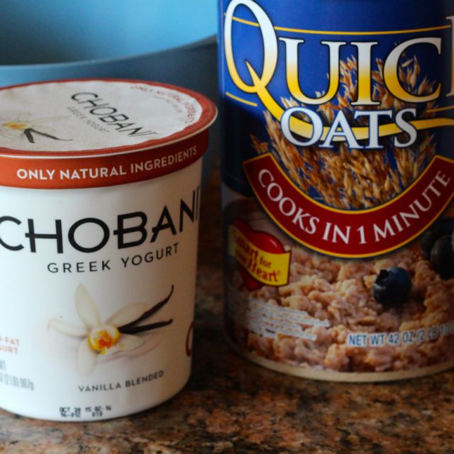Chobani Greek yogurt and quick oats