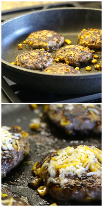 Lamb Patties with Hatch Chile salsa and corn