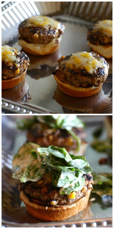Lamb Sliders topped with Spinach