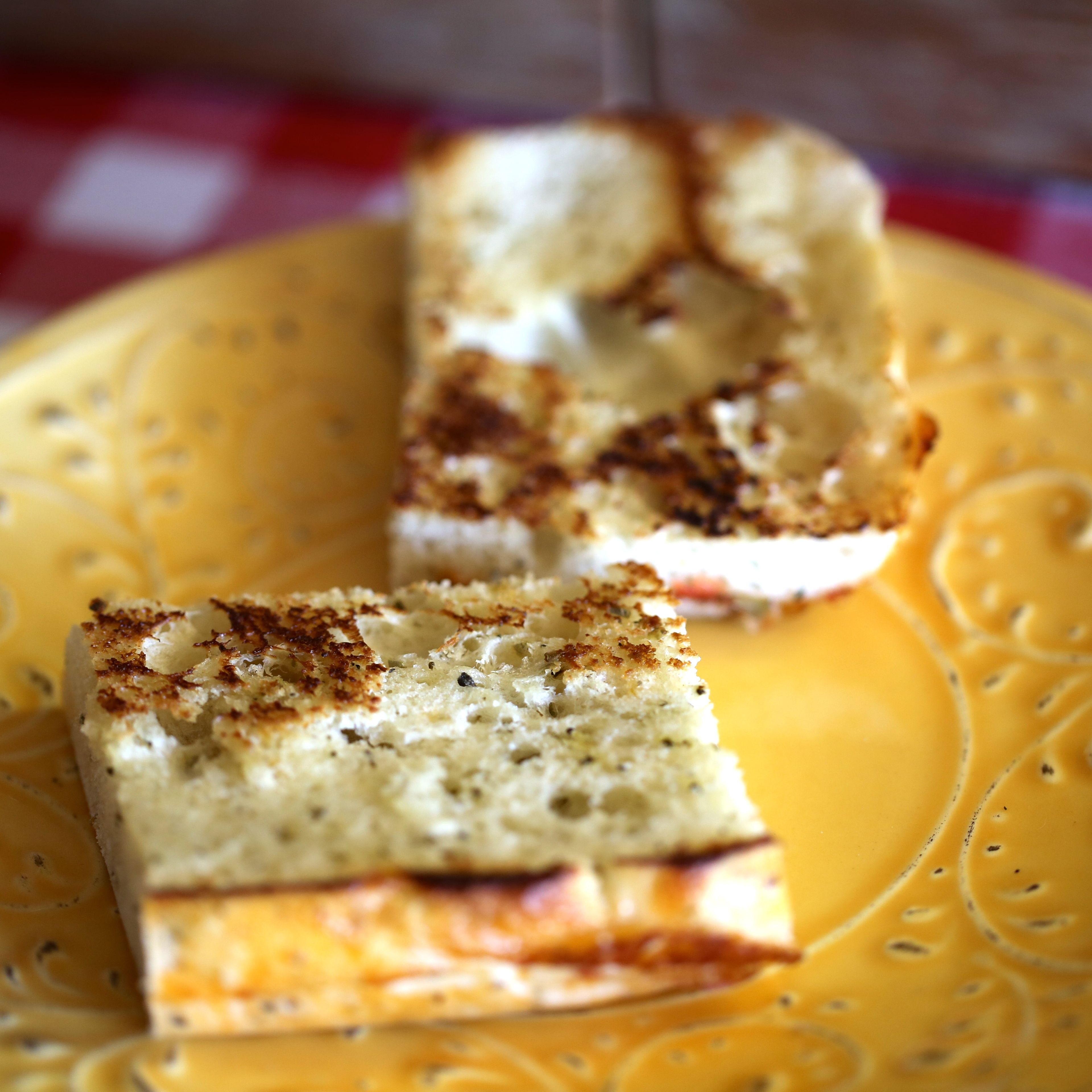 grilled foccacia squares