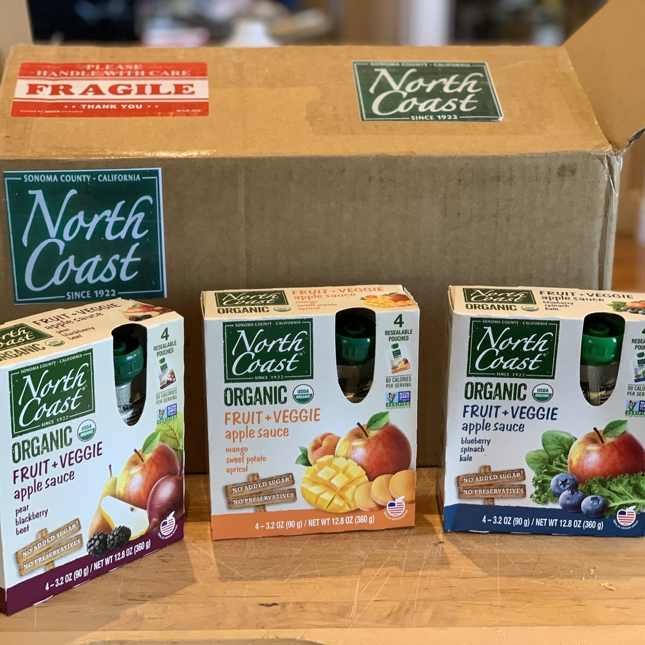 Applesauce pouches from North Coast Organics