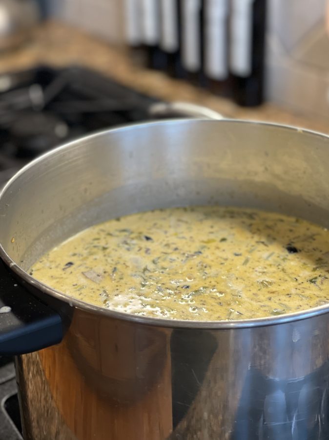 pot of New England clam chowder